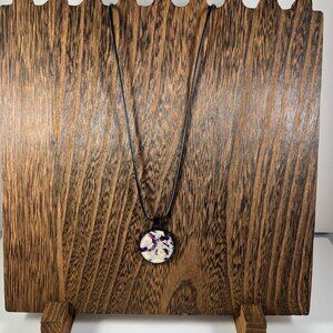 Purple-White Handmade Acrylic Pour Pendant Necklace By MarleeKat Creations